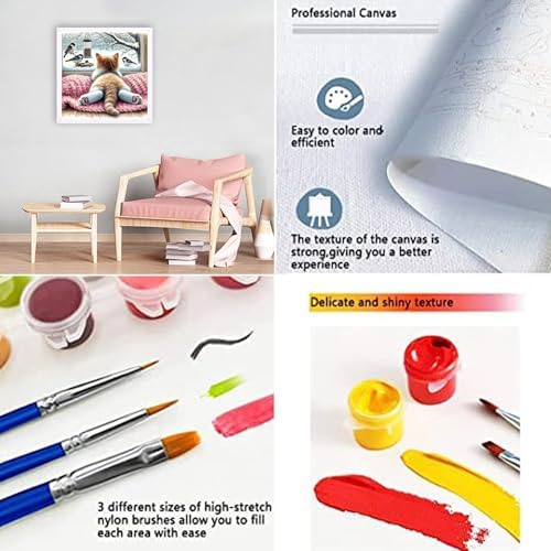 JAKI Cat Paint by Numbers kit for Adults-Cat Paint by Numbers kit for Kids,DIY Acrylic Oil Painting Adult Paint by Number Kits for Gift Home Wall Decor 16 x 16 incm