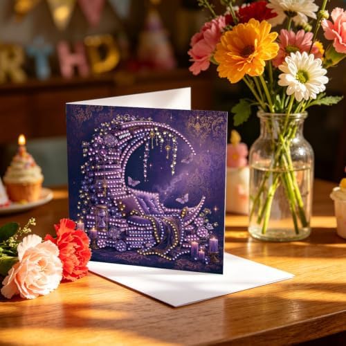 POETRYDRAW DIY Diamond Art Painting Greeting Card Kit, Creative Craft Set for Card Making，Dark Academy