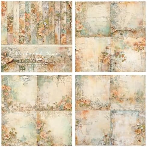 24 Sheets Vintage Floral Scrapbooking Paper Pad 6x6, Decorative Single-Side Craft Paper for Adult Journaling, Card Making, Collage & DIY Scrapbook Projects