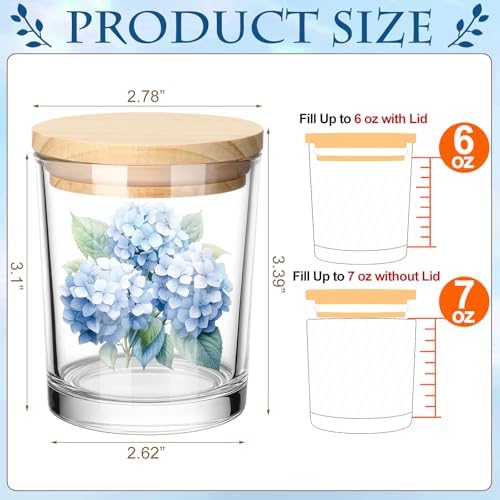Ziliny 10 Pcs Christmas Hydrangea Glass Candle Jars Empty Containers Bulk 7 oz Glass Jars with Cork Lids Tins for Holiday Candle Making Storing Biscuits Tea Party Favors