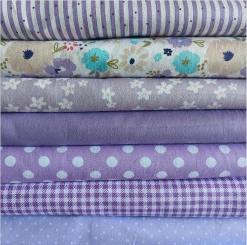 Cotton Fabric DIY Making Supplies Quilting Patchwork Fabric Fat Quarter Bundles DIY for Quilting Cotton Patchwork Cushions (Mix Purple Flowers, 9.8" x 9.8")