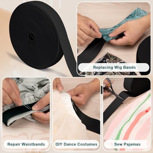 Airisoer Elastic Bands for Sewing 3/4 Inch x 32 Yards, Black