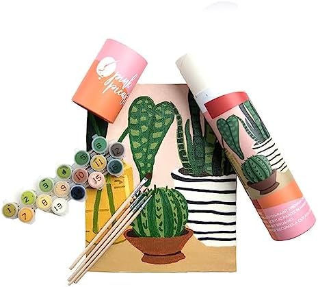 Pink Picasso Paint by Number Kit, All Ages, 8x10, Keep Growing | Mid Century Modern Collection, Acrylic Paints and Brushes included, Pre-printed high quality canvas, DIY art kit, Gift-ready