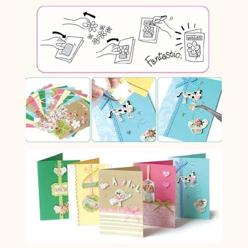 Huralona Greeting Card Making Supplies Envelope Kit Gift Anniversary Craft | Handmade DIY Card Kits 15 Cards 15 Envelopes with Accessories for Birthday Thanksgiving Christmas Wedding Invitation