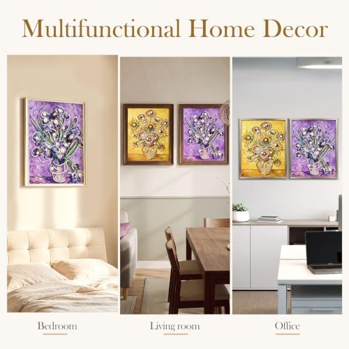 FunooFuno 2 Pcs Sunflower Iris Pearl Diamond Art Kits for Adults, 16" x 20"