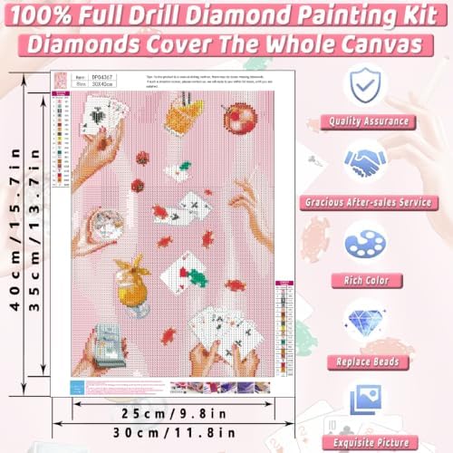 Pink Poker Diamond Art Kits for Adults Diamond Painting Kit for Beginner