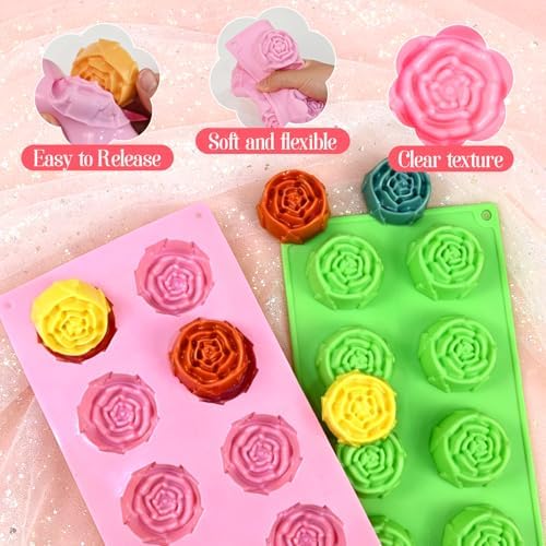 Rose Soap Molds, Set of 2 Small Rose Flower Soap Molds Making