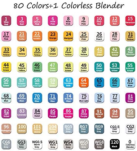 ABEIER 80 Colors Alcohol Based Markers, Dual Tip Drawing Markers Set, plus 1 Colorless Blender Pen, Permanent Sketch Animation Marker for adults, Plumones, Coloring and Artist Illustration