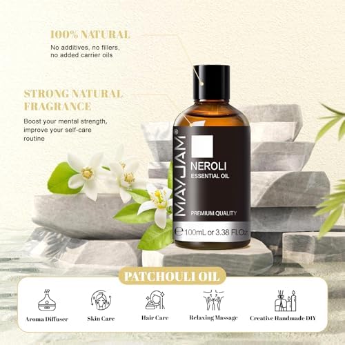 MAYJAM Neroli Essential Oil for Diffuser Soap Candle Making, 3.38FL.OZ