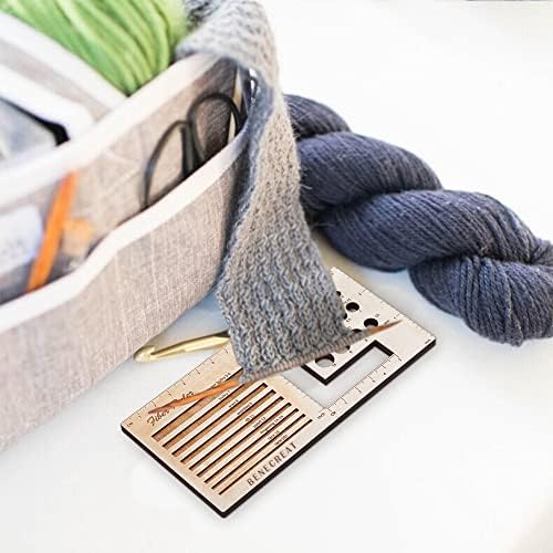 BENECREAT 3Pcs Knitting Needle Gauge Multifunctional Wood Spinning Control Card Knitting Tool for Spinners Yarn WPI Guide Gauge Measuring Tools Crochet Accessories