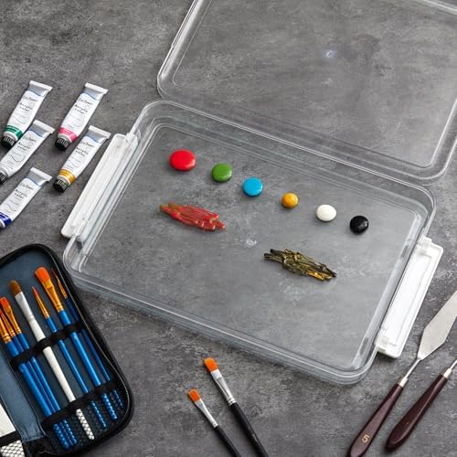 Nuanchu 1 Pcs 9 x 12 Inch Glass Palette for Oil Painting, Clear | Airtight Keep Wet Palette Container, 40 Sheets Disposable Paper, Keeps Paint Fresh, for DIY Color Mixing Beginners