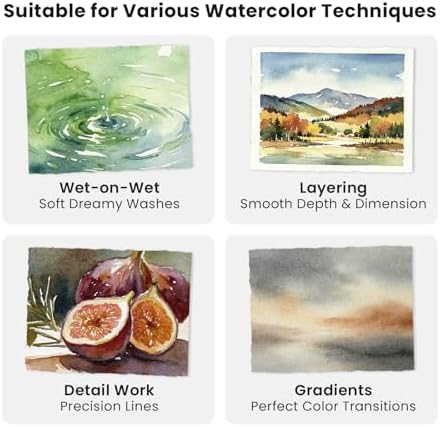 ARTME Watercolor Paint Set, 24 Colors Professional Semi-Moist Watercolor Paint, Gray Colors Opaque Watercolors Painting Supplies for Artists & Beginners, Suitable for Illustration, Landscape & Sketching