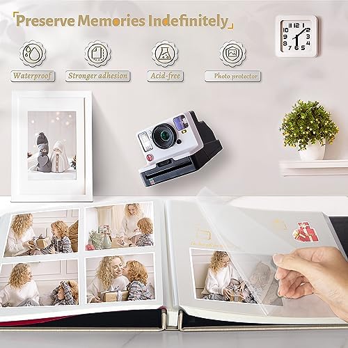 Artfeel Photo Album Self Adhesive Scrapbook,Large Photo Book for 4x6,5x7,8x10 Pictures,DIY Album for Baby Wedding Family Travel Birthday,with Metallic Pen and Scraper