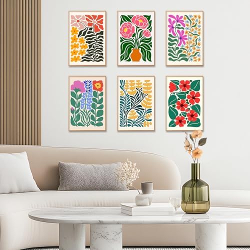6 Pack Paint by Numbers Kit for Adults, Flowers Number Painting, 8x12 Inch | DIY Adult Paint by Number Kits on Canvas for Beginners, without Frame, Botanical Home Wall Decor, Stress Relief Craft Gift