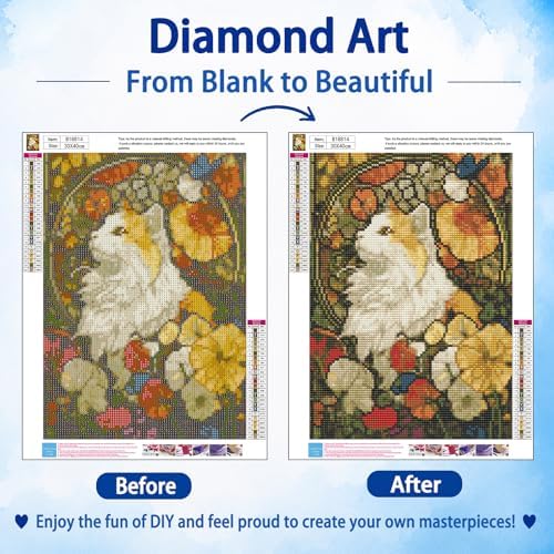 AUKELHJ Cat Diamond Art Kits for Adults, Diamond Painting, 12x16 Inch