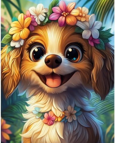 Natuyalo Paint by Numbers Kits for Adults Beginner Animal, Flowers and Dog DIY Art Crafts Kits on Canvas, 3 Brushes and Acrylic Paint for Home Wall Decor 16x20 inch (Without Frame)