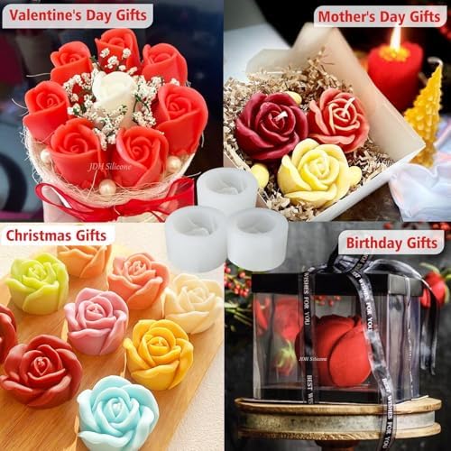 3 PCS 3D Rose Silicone Molds,3D Flower Candle Mold Soap Candle Resin
