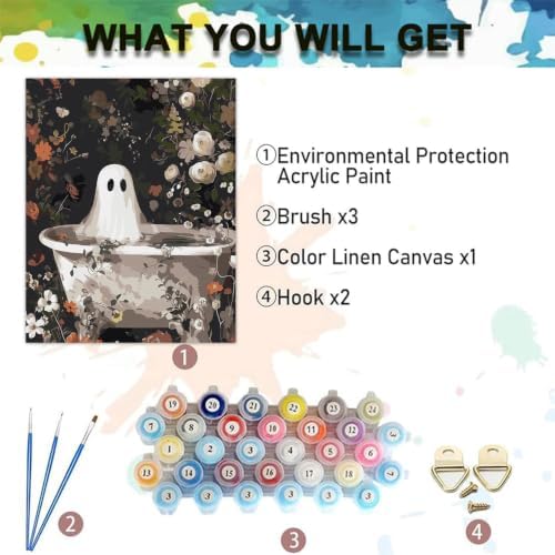 Halloween Paint by Numbers Kit for Adults,Paint by Number-Ghost 12x16 in