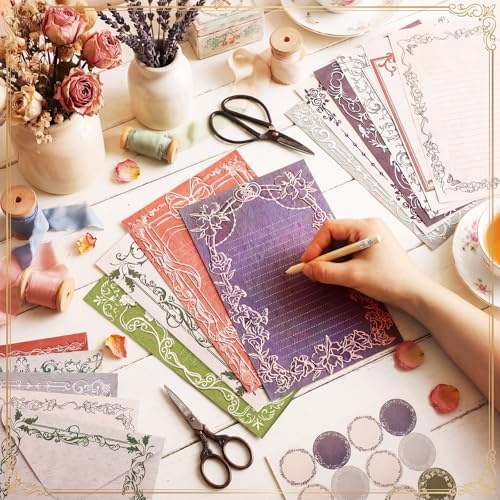 TaoBary 160 Pcs Vintage Lace Frame Stationery Paper and Envelopes Set