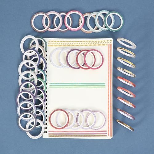 Mr. Pen- Skinny Washi Tape Set, 48 Rolls, Gold Foil Print, 3mm Wide | 5.5 Yards/Roll, Washi Tape for Scrapbook, Arts, Crafts, Journals and Planners