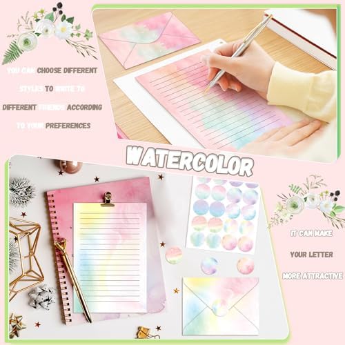 TaoBary 160 Pcs Watercolor Stationery Paper and Envelopes Set, 8.5 x 11''
