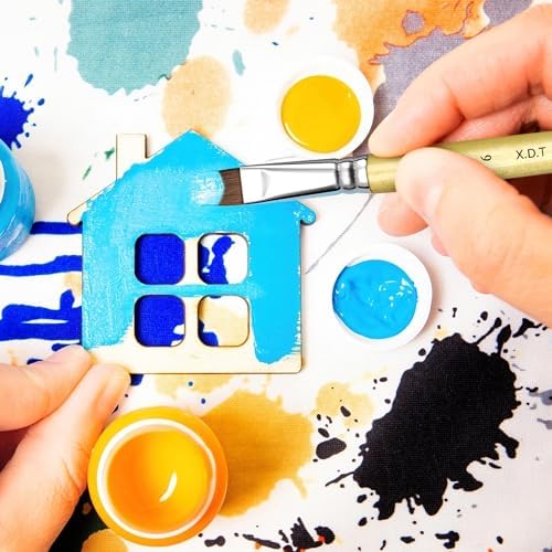 XDT#166B Bright Artist Paint Brush 6 Piece Set, Red Sable Flat Paint Brushes for Watercolor, Acrylic, Oil and Canvas Painting