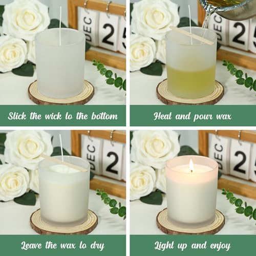 SUPMIND 12Pcs Empty Candle Jars, 14 fl.oz Frosted Glass Jars in Bulk