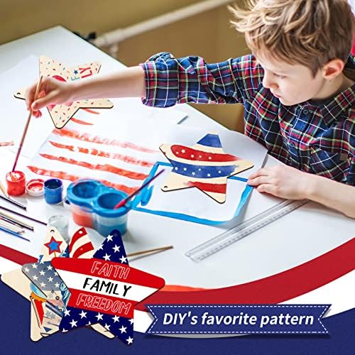 Large Size 7" Wooden Star Ornaments to Paint, DIY Blank Unfinished Wood Ornament for Crafts Hanging Decorations,Halloween Christmas Thanksgiving Flag Day Decorations Gifts