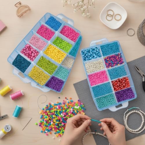 Guyuyii 3-Layer Stackable Craft Storage Box - 30 Adjustable Compartments for Craft Storage, Bead Organization, Jewelry Making - Ideal for Crafters, Hobbyists, DIY Projects