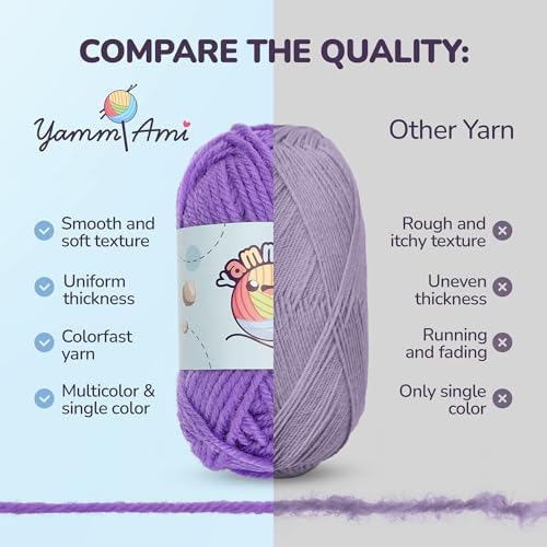 YammiAmi 1,800 Yards Beginner Crochet Kit for Adults – 84 Pc Amigurumi Crochet Kit for Starters with 50 Skeins Yarn, Accessories Set, Ergonomic Hooks, Instruction Book to Learn Crocheting