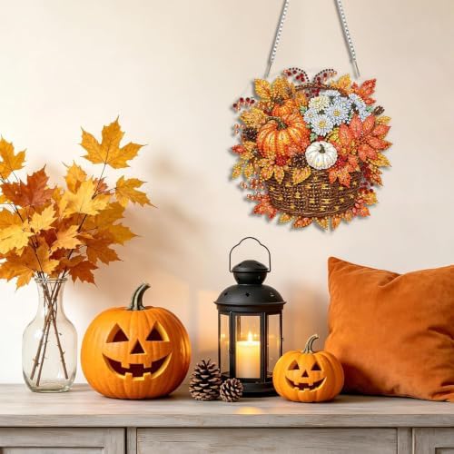 Fall Diamond Art Hanging Kit for Adult, Diamond Art Painting 8x8inch