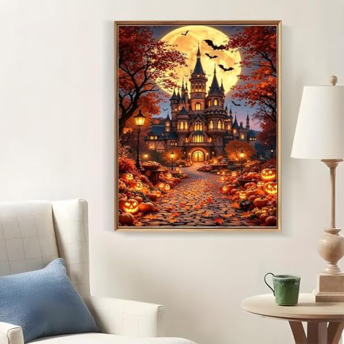 Tabszca Halloween Castle Paint by Numbers Kit for Adults 16 X 20 Inch