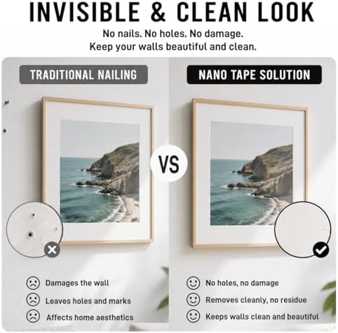 Nano Tape Double Sided Heavy Duty 2''×10Ft Removable Washable No Residue