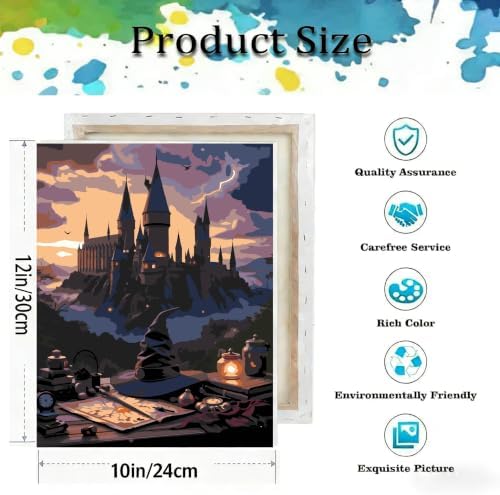 Castle Paint by Numbers Kit for Adults Beginner with Framed 10x12 Inch