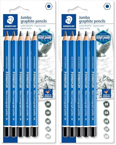 STAEDTLER PENCILS DRAWING MARS LUMOGRAPH JUMBO SET OF 5 (Pack of 2)