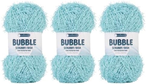 Makromecity Bubble Scrubby Yarn - 100% Premium Polyester Yarn for Crocheting and Knitting - 3.5 Oz (100g), 98 Yds (90m) - Ideal for Dishcloths, Crafting & Bath Washcloths (Mint, 3 Skeins)