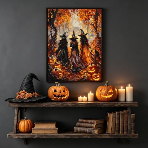 bleihum Halloween Paint by Numbers Kit for Adults Witch 16x20inch