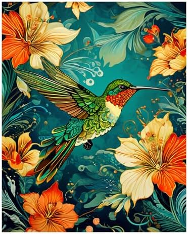 Reivworl Hummingbird Paint by Numbers Kit for Adults Beginner 16×20 inch