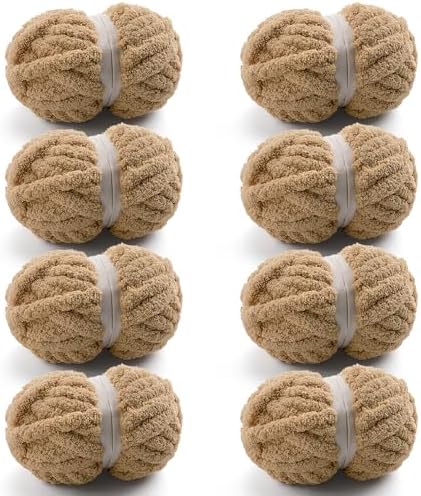 Chunky Yarn for Hand Knitting, Brown Chunky Chenille Yarn for Crocheting