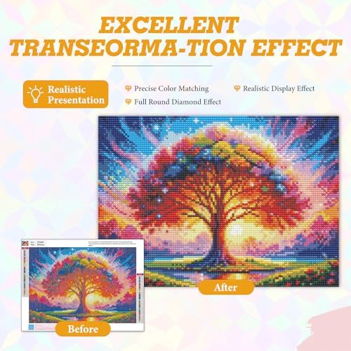 Tree of Life Diamond Art Kits for Adults Beginners 12x16 in, DIY Craft Gift