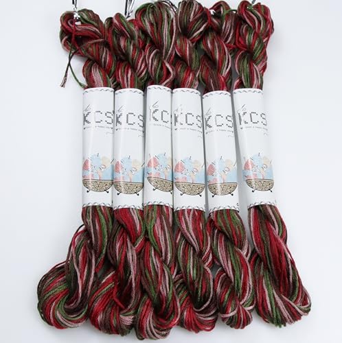 KCS Big skeins of 25 Meters Size 25 Color Variegated Cross Stitch Stranded Threads,6 skeins,4518