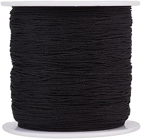150 Yards 0.5mm Black Nylon Cord Chinese Knotting Cord Friendship Bracelet String Nylon Beading Thread for Kumihimo Necklace Jewelry Tassels Craft
