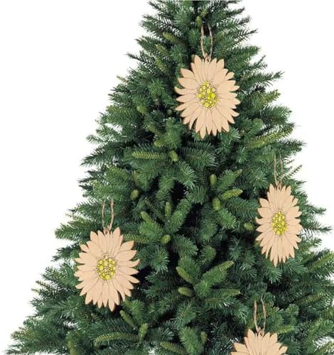 Wooden Sunflower Ornament 10pcs Blank Wood Ornaments,3.5X3.5 in Used for Painting and Decoration DIY Technology, Hanging skrnrhrery