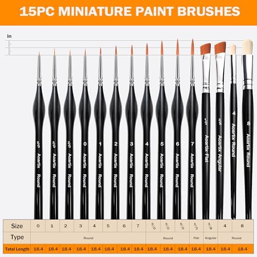 Miniature Brushes, Aoartix 15 Pcs Dry Detail Paint Brush, Triangular Handle