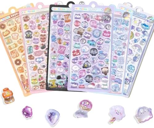 3D Puffy Stickers 6 Sheets 300+ Kawaii Stickers for Phone Case & Handbooks ﻿ ﻿