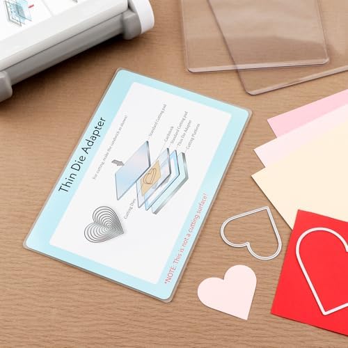 Thin Die Adapter for Die Cutting Machine – PC Plastic Standard Adapter Pad 9x6 Inch (22.8x15.4cm) – Compatible with Sizzix Big Shot & Similar Machines–Durable, Reusable with Helpful Sandwich Diagrams