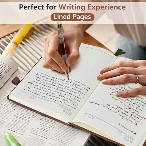 Lined Notebook 5.9"x8.5", Hardcover Leather Journal for Women Men,160 Pages | Medium Size 100 Gsm Writing Journal, Leather Journaling Notebooks for Work School Business Travel Note taking & Daily Diary