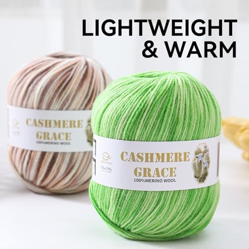 100% Pure Natural Merino Wool Yarn (4ply) - Each Ball 3.5 OZ/Approximately 320 Yards - Hand-Knitting/Crochet/Knitting - Soft and Non-irritating [2 Ball Set] (Mandala 07)