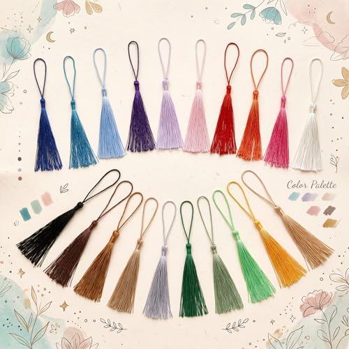 200 Pcs Bookmark Tassels, 5.1in Mini Craft Tassels with Loops, 20 Colors