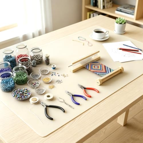 Extra Large Silicone Mat for Kitchen Counter 36" x 24" Silicone Table Mat for Resin Workbench Heat Resistant Mat Coffee Bar Mat,Beige